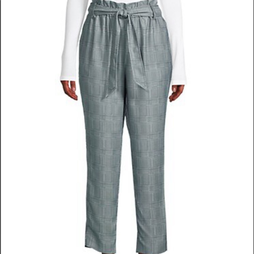 BCBGeneration Plaid Tie-Waist Pants Small